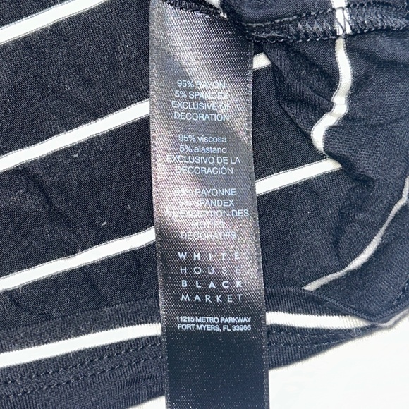 White House Black Market Striped Tunic Top Slit Sleeve Double Black/White Small - Picture 10 of 14